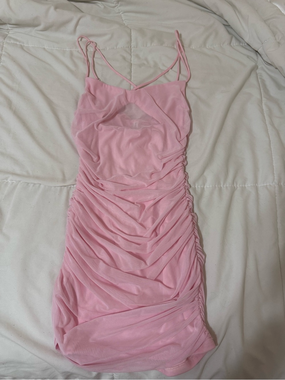 Lucy in the Sky Pink Ruched Mini Slip Dress
